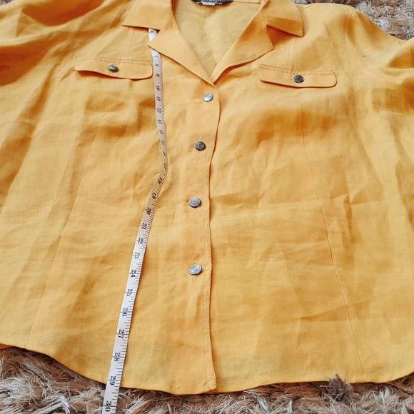 MARINA RINALDI yellow linen button down shirt - Picture 6 of 10